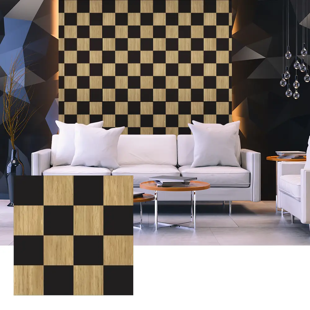 Ички дубалдын дизайны үчүн 3D Wood Veneer акустикалык панелдери Ички дубалдын дизайны үчүн 3D Wood Veneer акустикалык панелдери