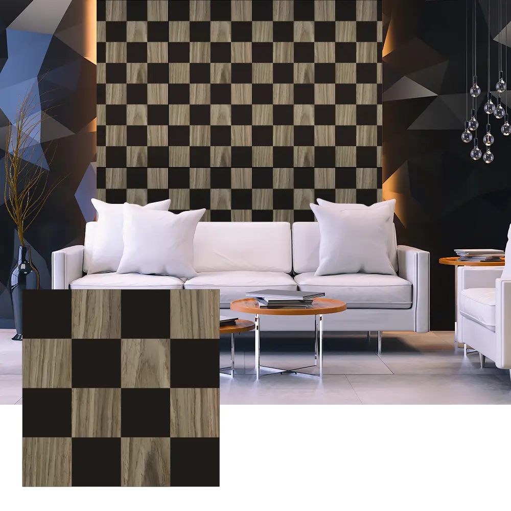 Ички дубалдын дизайны үчүн 3D Wood Veneer акустикалык панелдери