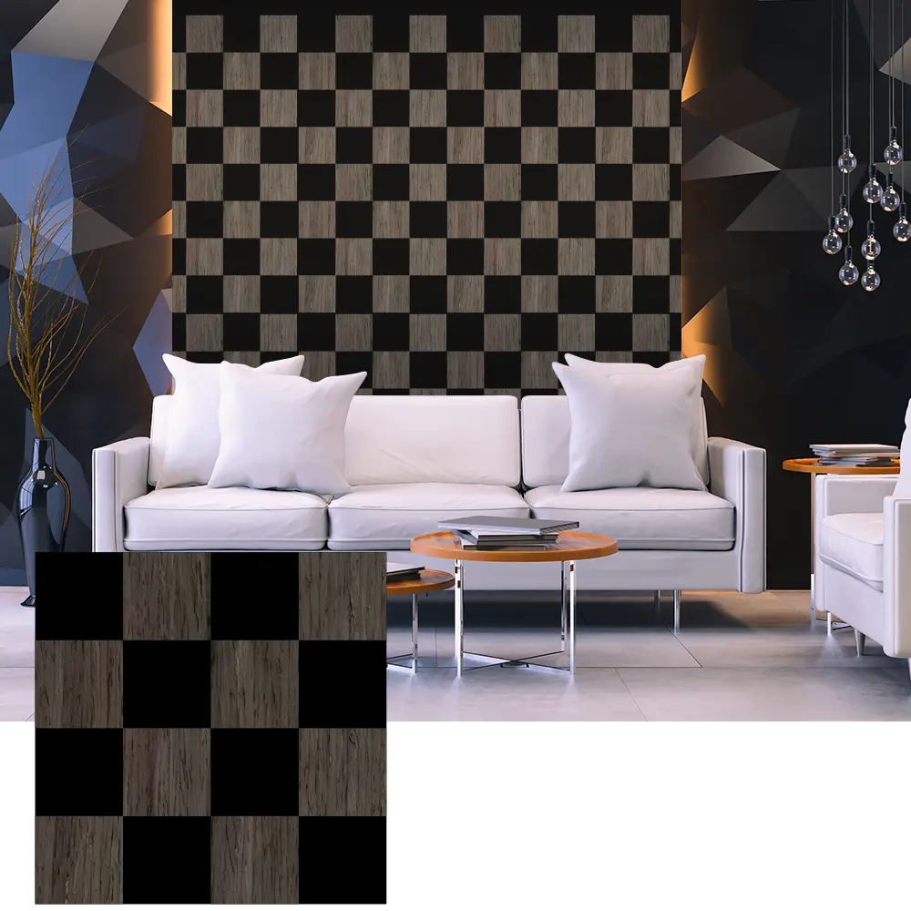 Ички дубалдын дизайны үчүн 3D Wood Veneer акустикалык панелдери