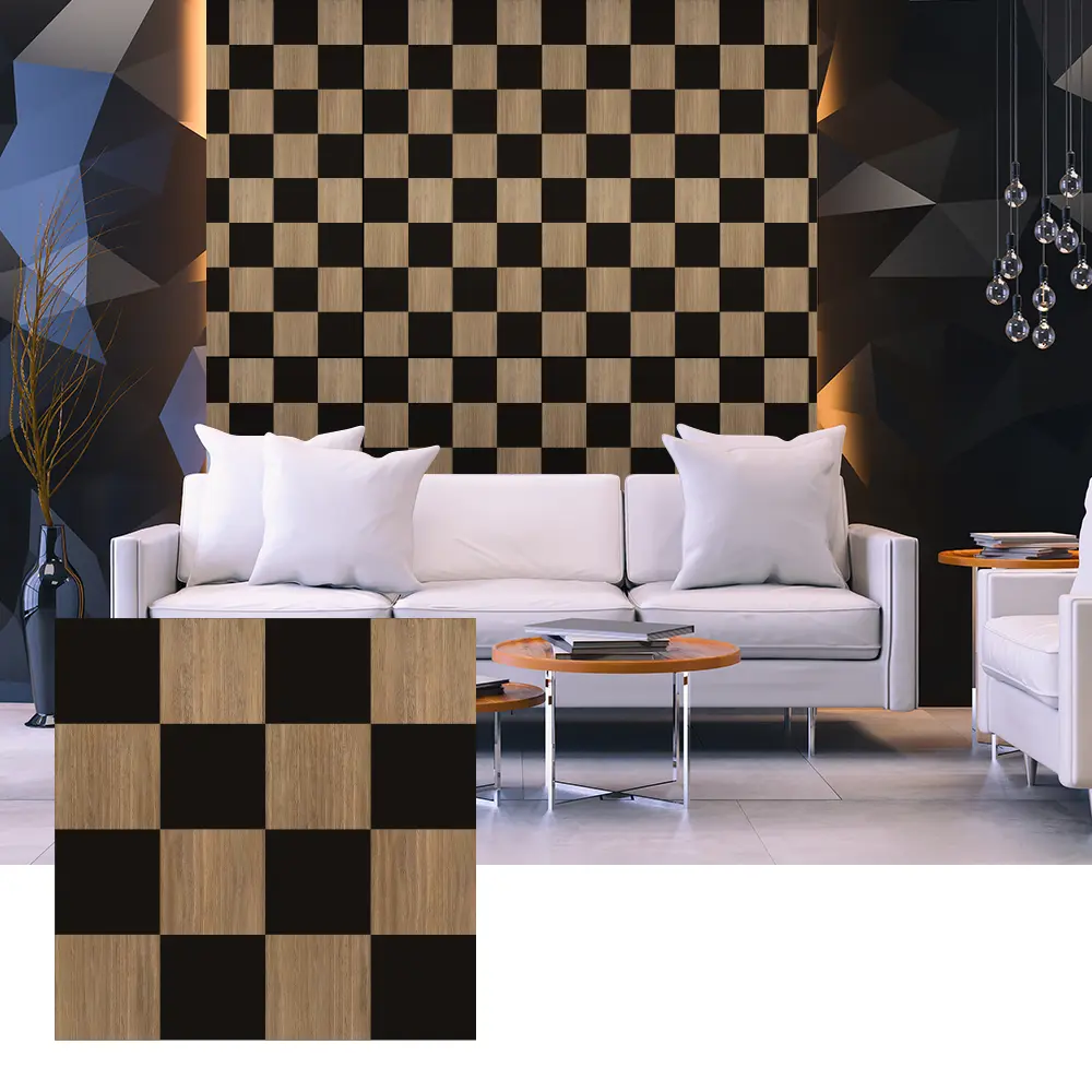 Ички дубалдын дизайны үчүн 3D Wood Veneer акустикалык панелдери