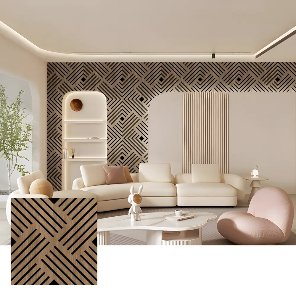 Ички дубалдар үчүн экологиялык таза Wood Slat акустикалык панелдер